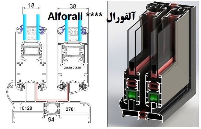 پنجره کشویی ترمال بریک 4 TS94 پنجره کشویی ترمال بریک